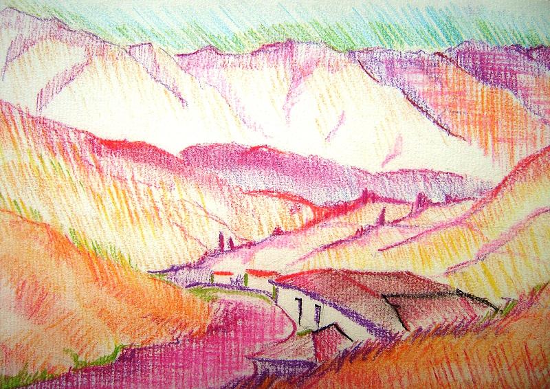 El color de los andes: Pintando con lápices de colores.