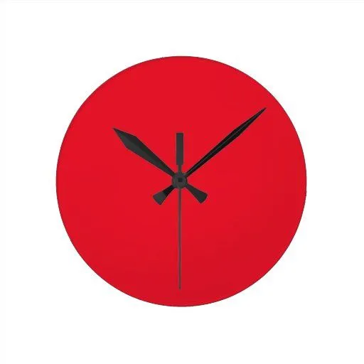 Medio del color rojo redondo reloj de pared de Zazzle. Medio del color rojo redondo reloj de pared de Zazzle.