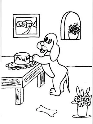  ... FOR KIDS.: DIBUJO PARA COLOREAR DE UN PERRITO CON UNA RICA TORTA