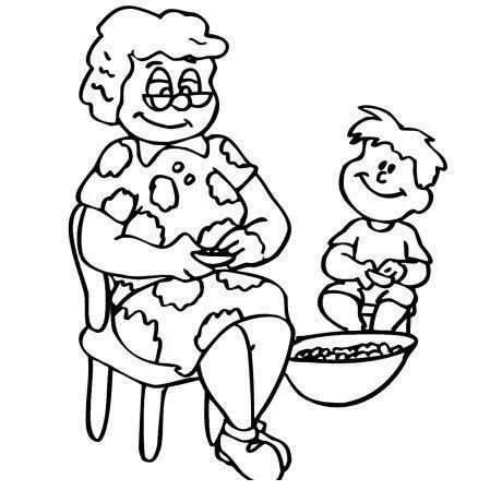 COLOREA TUS DIBUJOS: Abuela con nieto para colorear