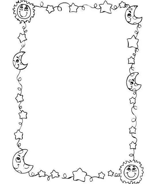 COLOREA TUS DIBUJOS: Borde de Sol y Luna para colorear e imprimir COLOREA TUS DIBUJOS: Borde de Sol y Luna para colorear e imprimir