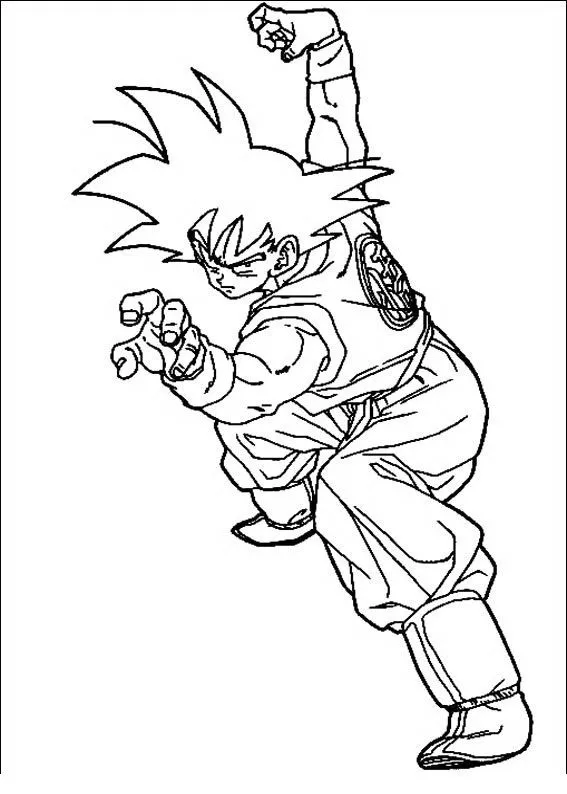 COLOREA TUS DIBUJOS: Goku peleando para colorear