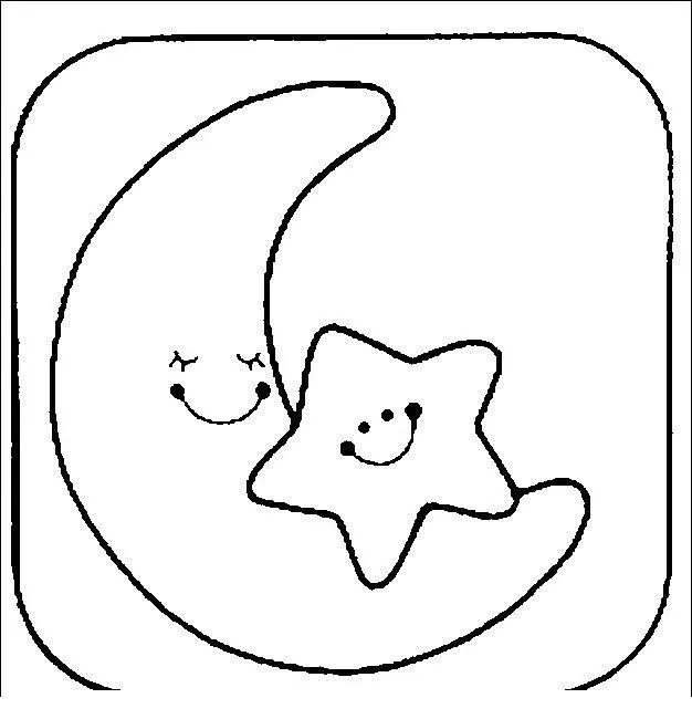 COLOREA TUS DIBUJOS: Luna y estrella para colorear y pintar COLOREA TUS DIBUJOS: Luna y estrella para colorear y pintar