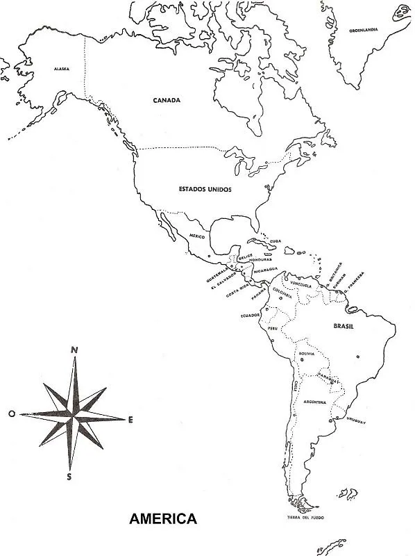 Mapa con nombres de continente americano - Imagui