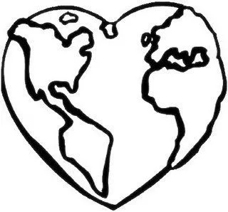 COLOREA TUS DIBUJOS: Planeta tierra en forma de corazón para colorear