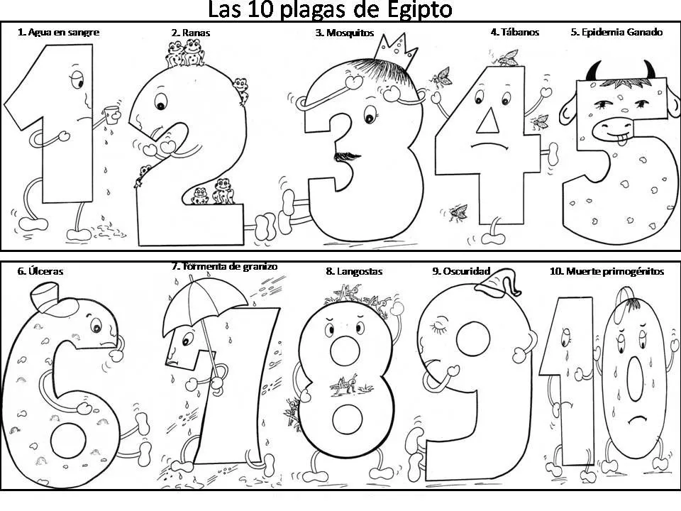 Colorear Las 10 Plagas de Egipto ~ Dibujos Cristianos Para Colorear