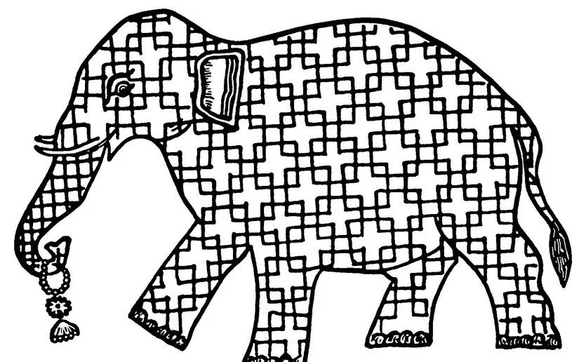 Dibujos para colorear para adultos India : Elefante 1