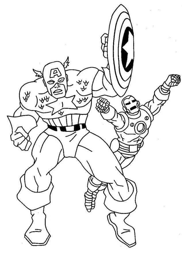 Colorear Dibujo del Capitan America con Iron Man - Los Vengadores ... Colorear Dibujo del Capitan America con Iron Man - Los Vengadores ...