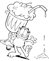  ... para colorear: Dibujo de Garfield con un delicioso helado para