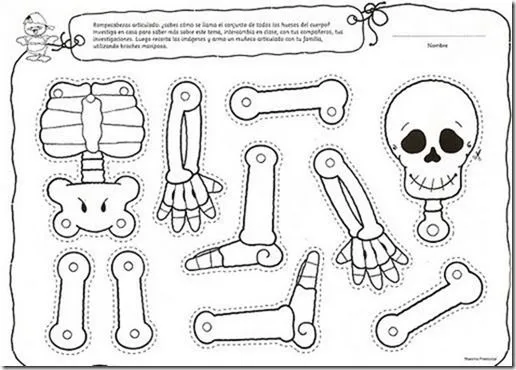 colorear tus dibujos: Día de los muertos, marioneta recortable esqueleto