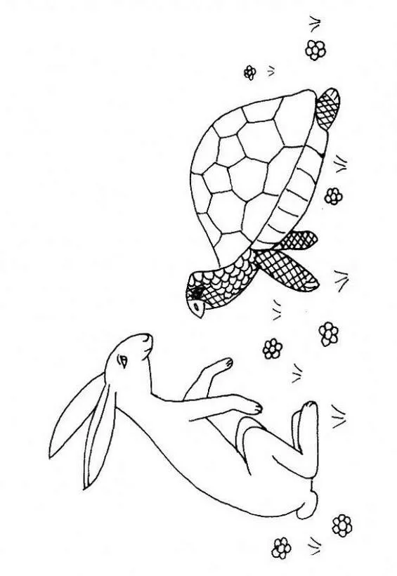 Colorear dibujos TORTUGA, tortuga y liebre para imprimir