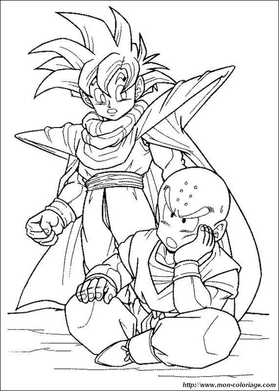 Colorear Dragon Ball Z, dibujo gohan con su amigo krilin