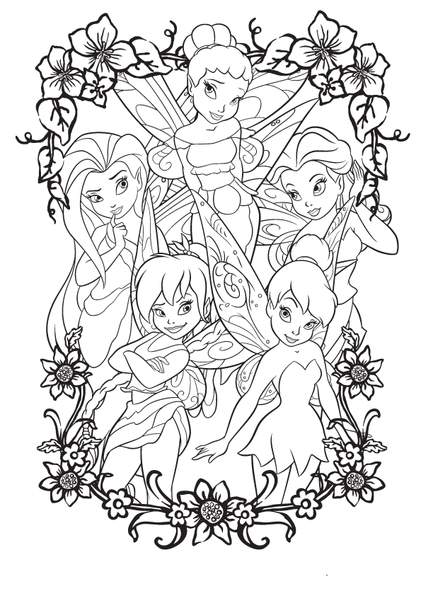 Dibujo de campanilla y sus amigas para colorear | Dibujos para ... Dibujo de campanilla y sus amigas para colorear | Dibujos para ...