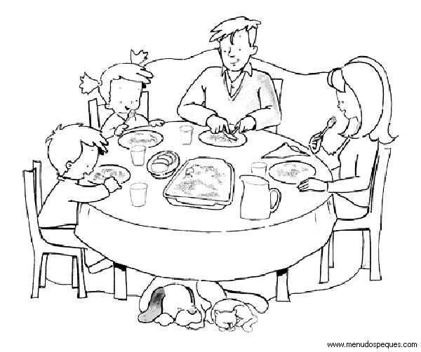 Familia almorzando para colorear - Imagui