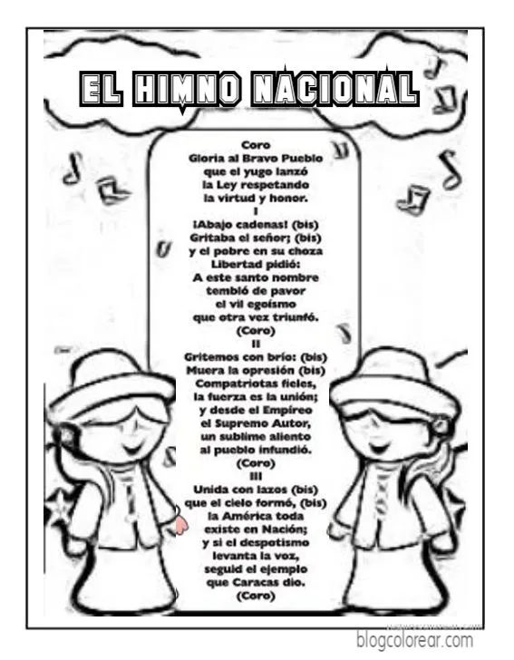 Colorear Día del Himno Nacional de Venezuela - Colorear dibujos infantiles