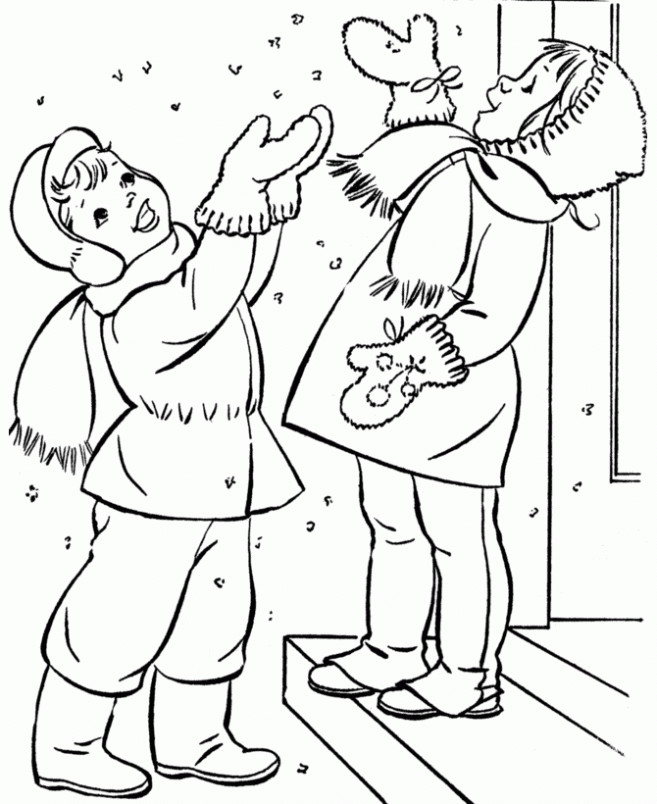 Dibujo de Invierno para colorear. Dibujos infantiles de Invierno ...