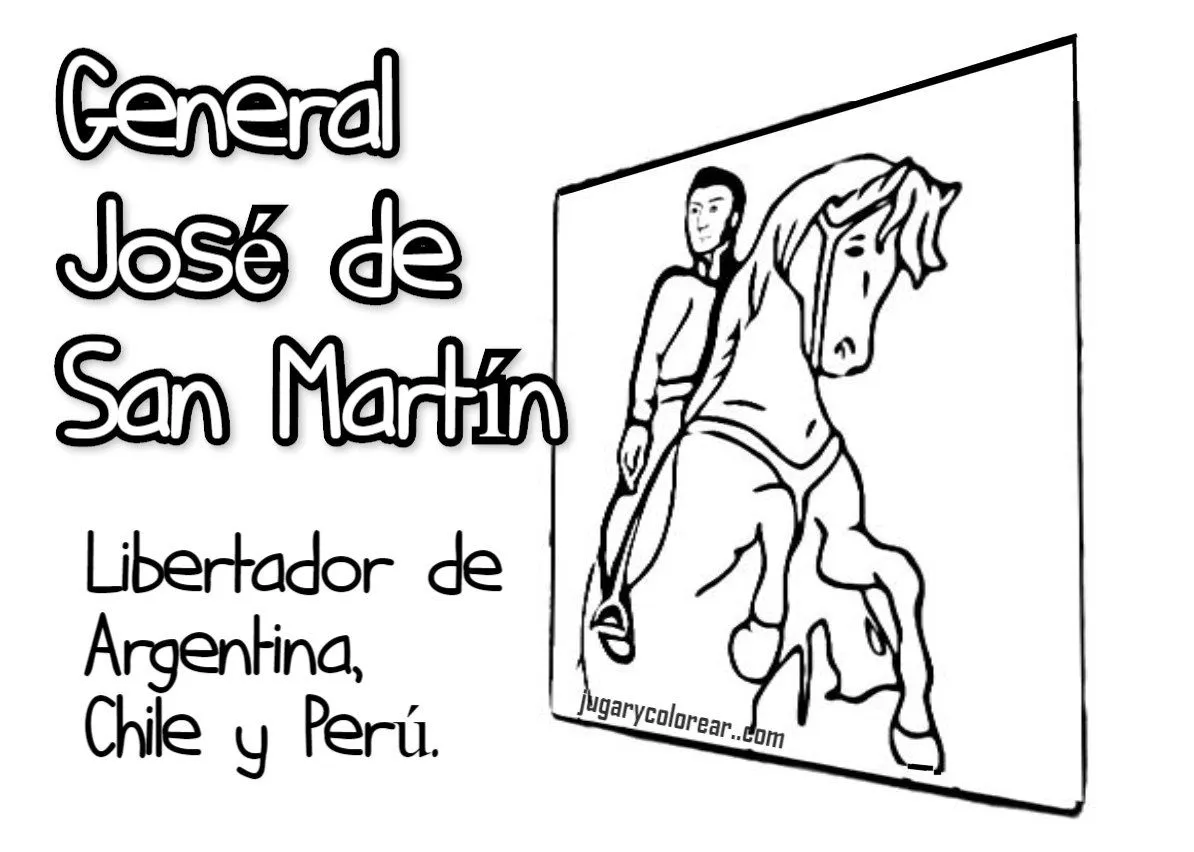 colorear José de San Martín - Jugar y Colorear