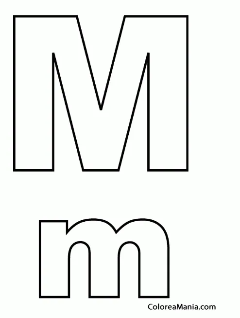 Colorear Letra M, m (Abecedarios), dibujo para colorear gratis