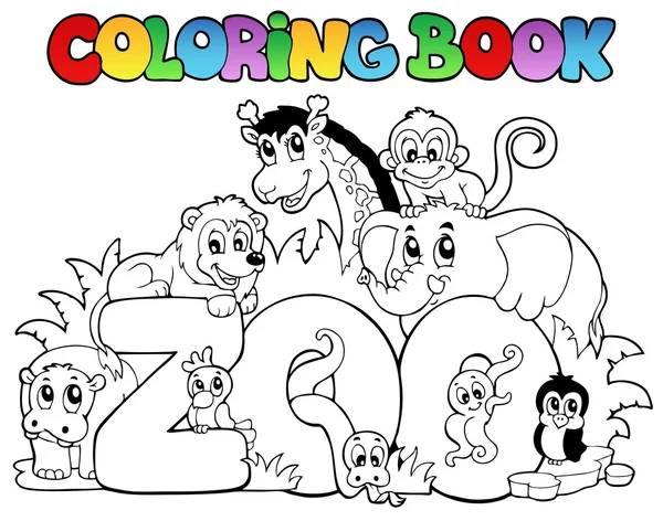 Para colorear libro muestra zoológico con animales — Vector stock ...