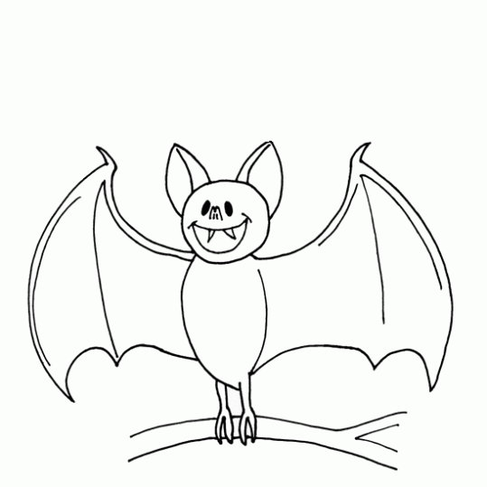 Dibujo de Murciélago feliz. Dibujo para colorear de Murciélago ...