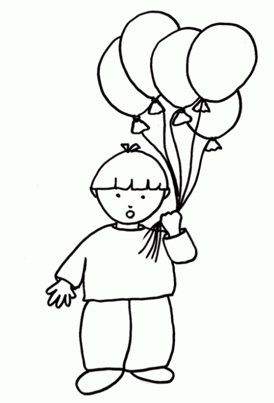 Niño y niña con globos para colorear - Imagui