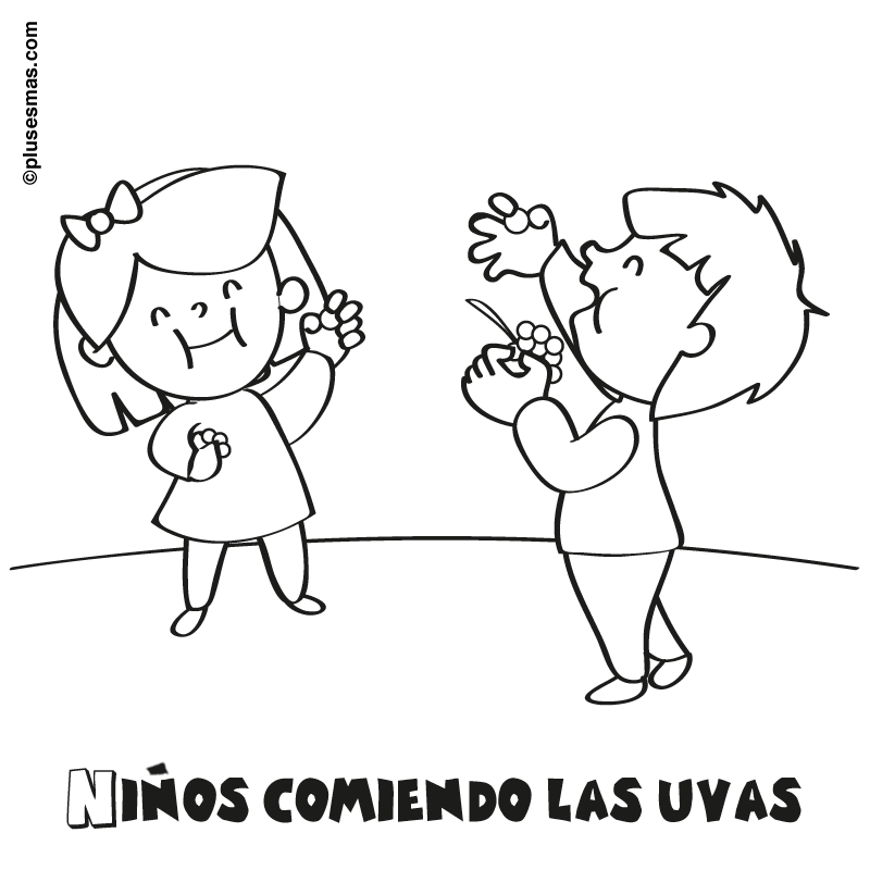 Colorear niños comiendo las uvas. Colorear con niños. Ocio en casa ...