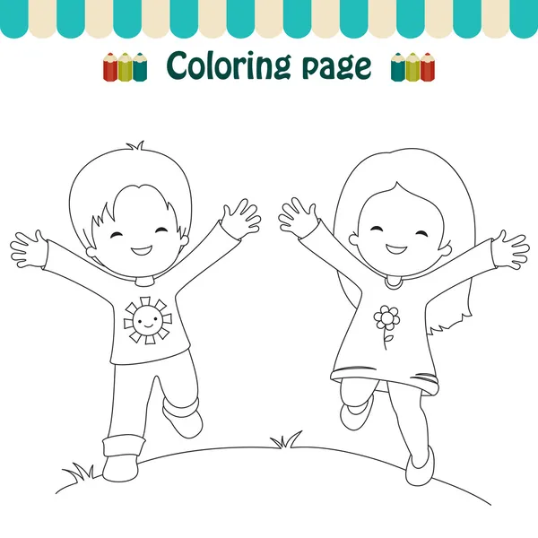 Para colorear niños felices página — Vector stock © Natalie-art ...