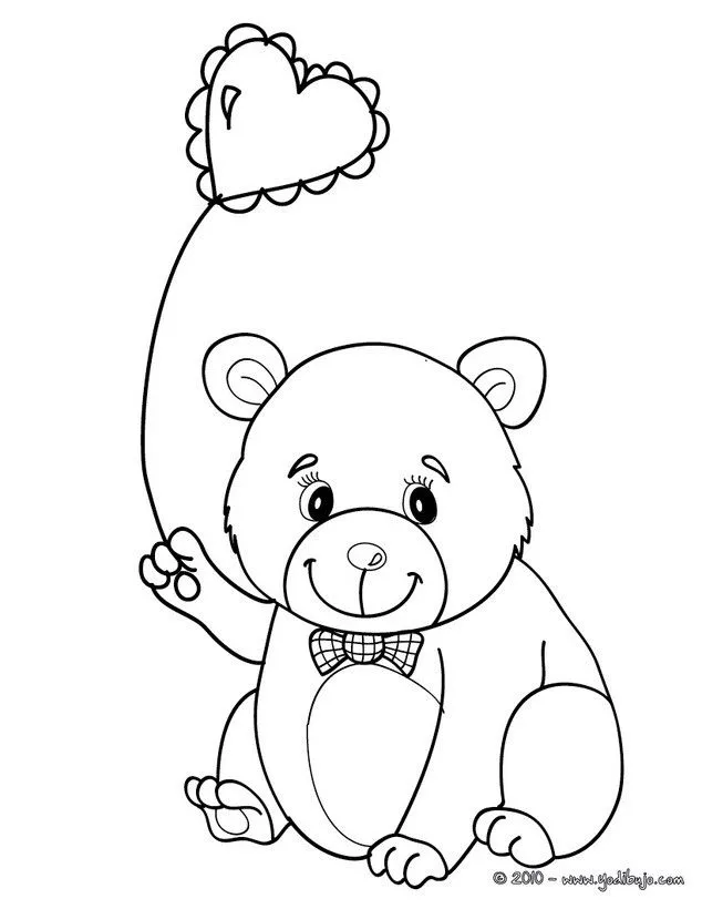 Dibujo para colorear OSO CON CORAZON - Dibujos para colorear DIA DE ... Dibujo para colorear OSO CON CORAZON - Dibujos para colorear DIA DE ...