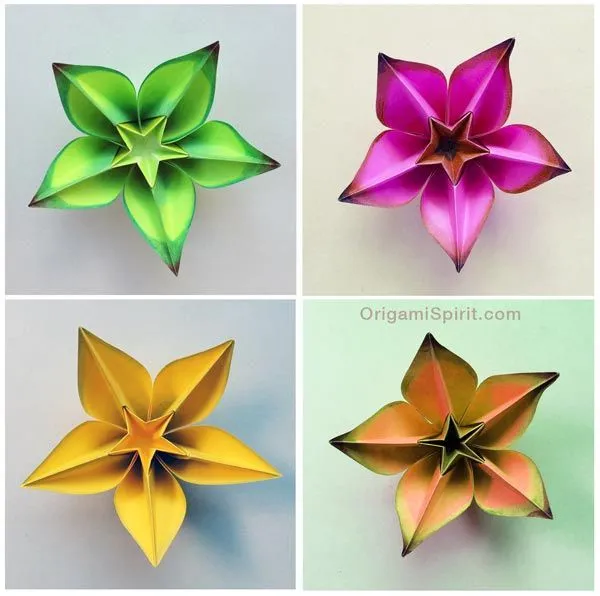 Flores de papel en origami paso a paso - Imagui
