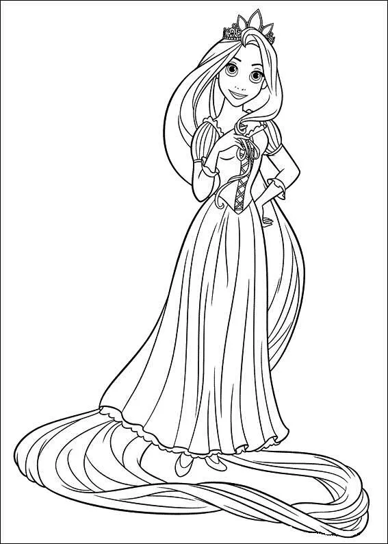 Princesas Disney: Dibujos para colorear de "Rapunzel (Enredados)"