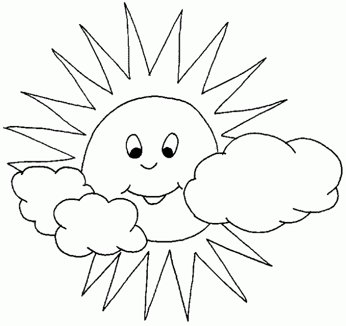 Dibujo de Sol y nubes. Dibujo para colorear de Sol y nubes ...