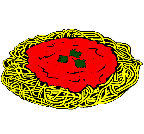 Colored page Spaghetti with cheese painted by pasta