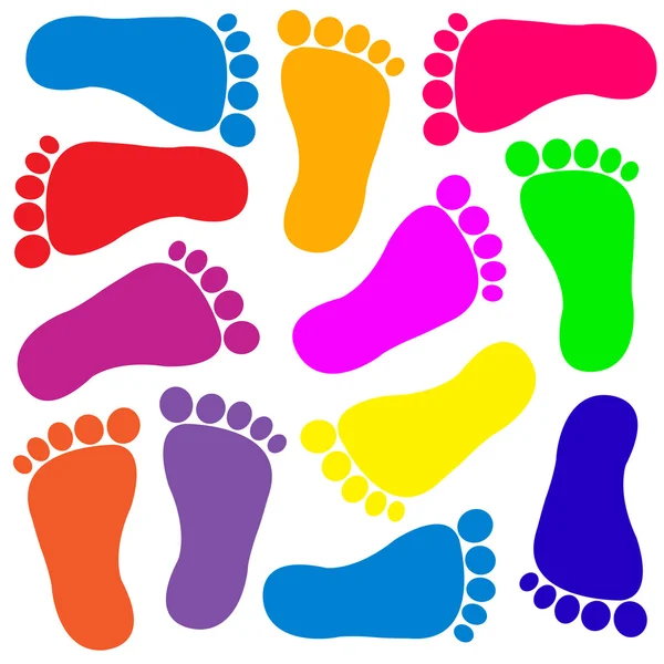 Colores huellas de pies humanos — Vector stock © natalipopova ...