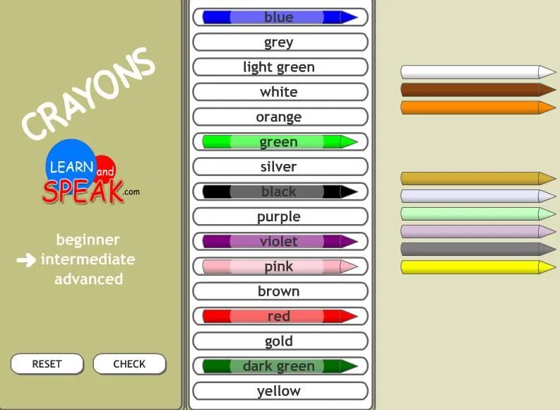 Colores en ingles para 1° y 2° de primaria