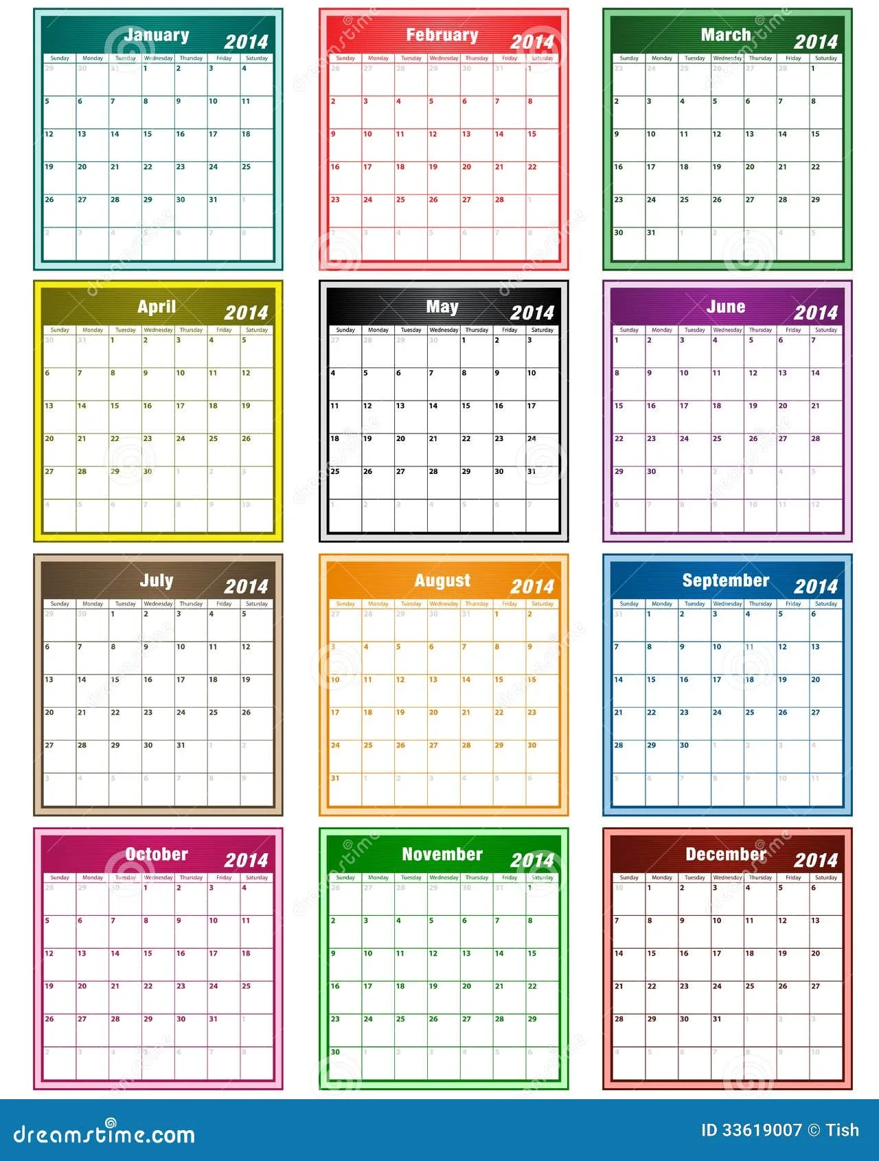 Colores Variados Del Calendario 2014 Fotografía de archivo libre ... Colores Variados Del Calendario 2014 Fotografía de archivo libre ...