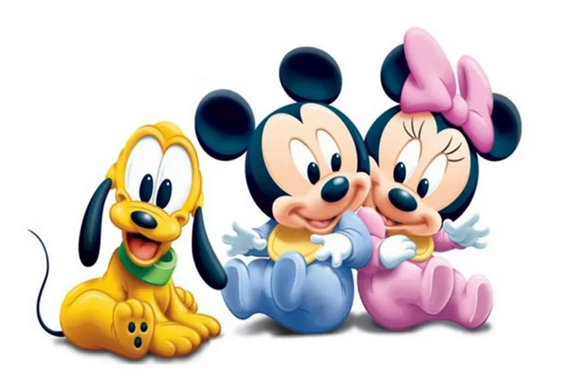 Coloriage Bébé Mickey Mouse, Minnie Mouse et Pluto à imprimer