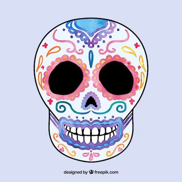 Colorida calavera mexicana de acuarela | Descargar Vectores gratis