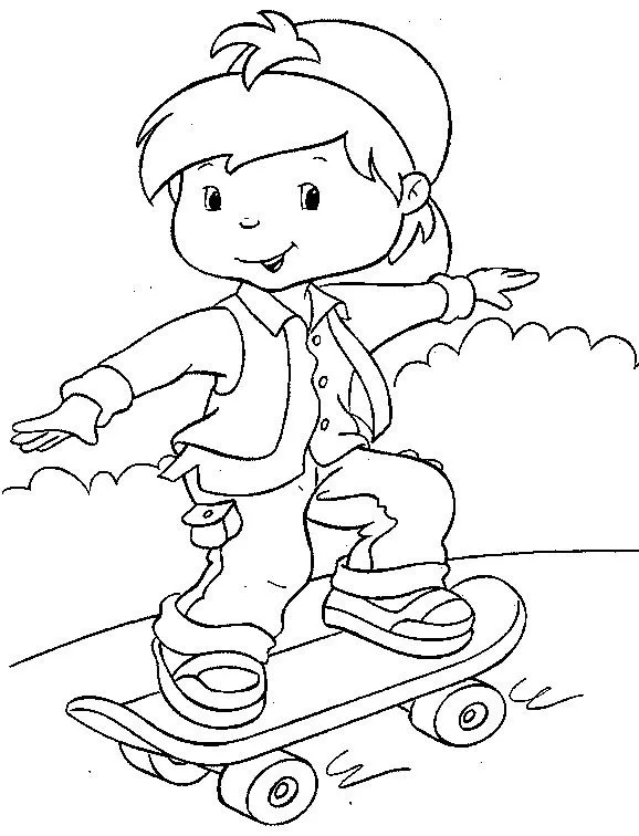 Coloring page : Strawberry Shortcake skate board - Coloring.me