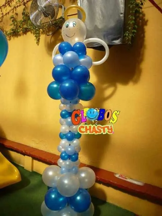 Columna de globos y Angelito | balloons | Pinterest