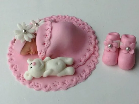 Comestibles bebé ducha pastel Fondant Cake por BabyCakesByJennifer