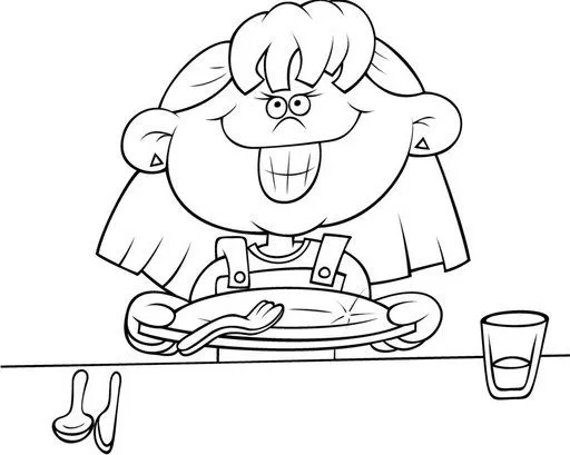Dibujo niño niña comiendo - Imagui