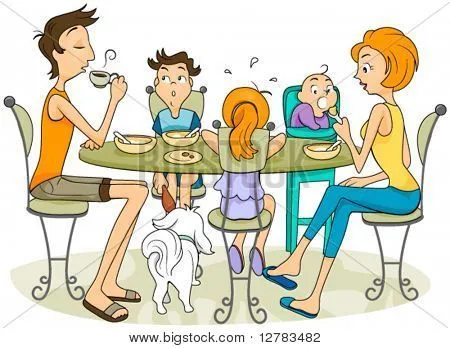 Dibujo de familia comiendo - Imagui