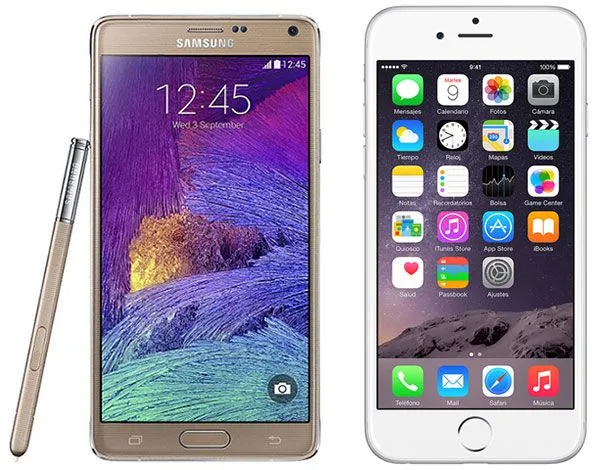 Comparativa Samsung Galaxy Note 4 vs iPhone 6 Plus - tusequipos.com