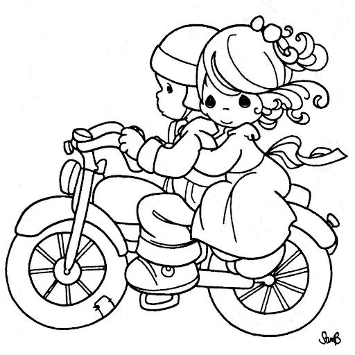 Pinto Dibujos: Viaje en motocicleta – precious moments para colorear