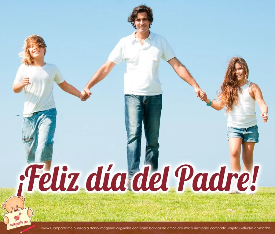 Compartir.me: Imagen de padre con sus hijos con frase: Feliz día ... Compartir.me: Imagen de padre con sus hijos con frase: Feliz día ...