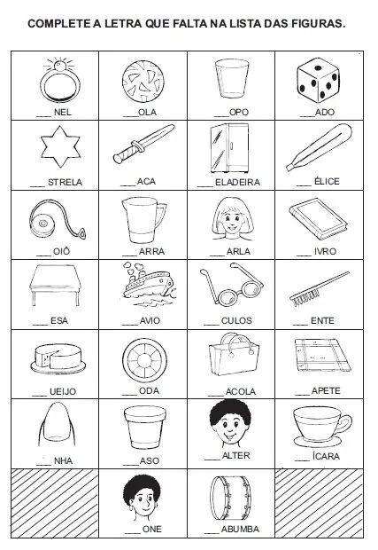 Complete a letra inicial - Atividades - Atividades de ... Complete a letra inicial - Atividades - Atividades de ...