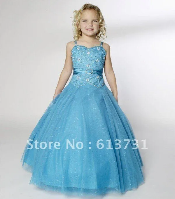 Compra azul desfile de vestidos para niñas online al por mayor de ...