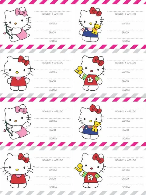 Etiquetas escolares Hello Kitty para imprimir gratis - Imagui