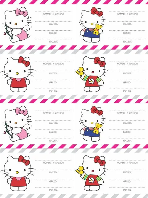 Etiquetas para cuadernos escolares para imprimir de Hello Kitty ... Etiquetas para cuadernos escolares para imprimir de Hello Kitty ...