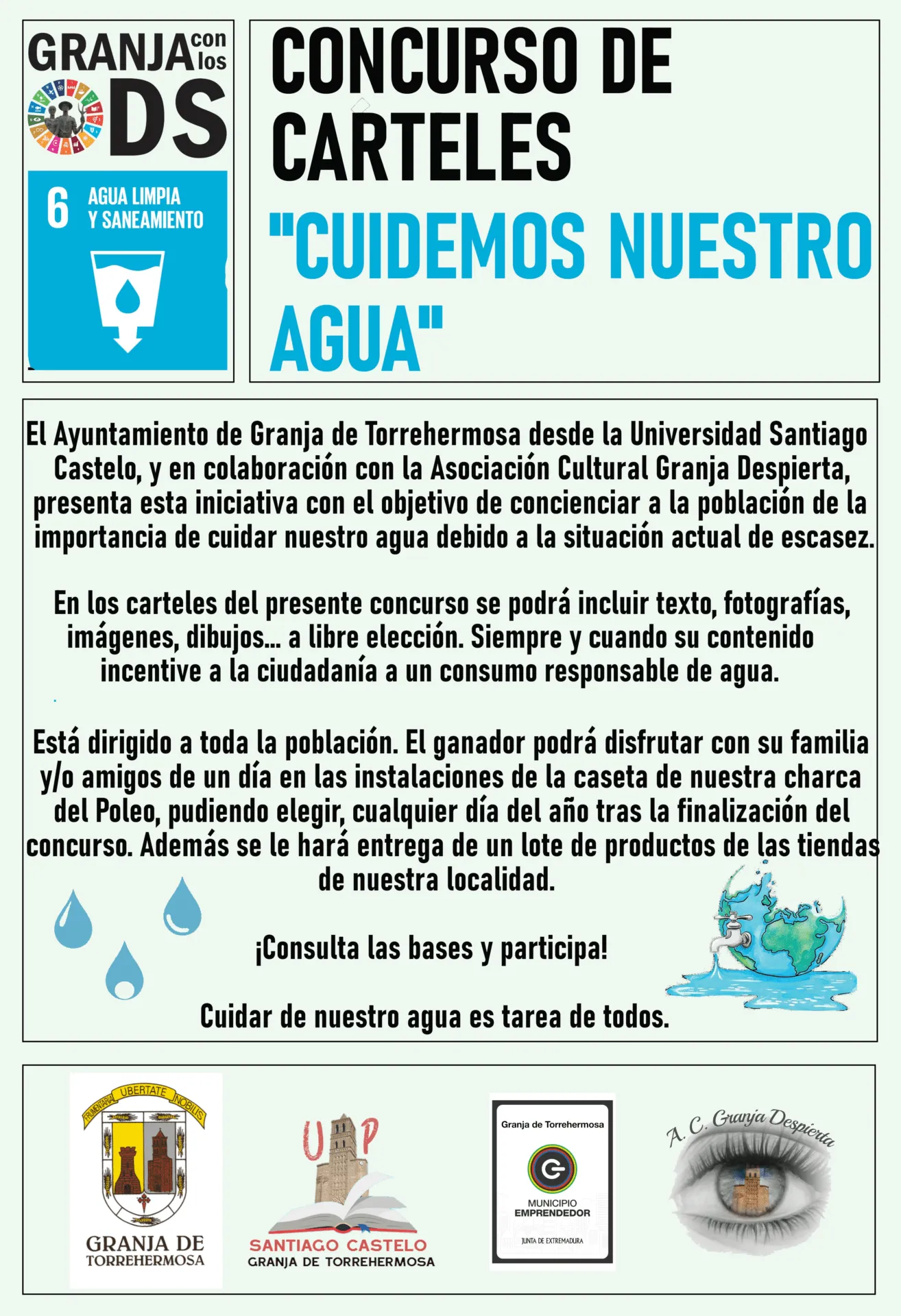 CONCURSO DE CARTELES “CUIDEMOS NUESTRO AGUA” – Ayuntamiento de Granja de Torrehermosa CONCURSO DE CARTELES “CUIDEMOS NUESTRO AGUA” – Ayuntamiento de Granja de Torrehermosa